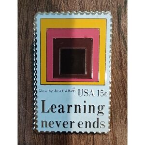 USPS Postage Stamp Learning Never Ends 15c Vintage Tack Pin Enamel Lapel Pin